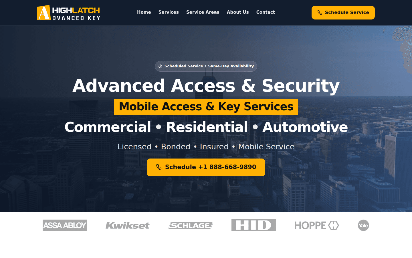 Highlatch website — desktop view