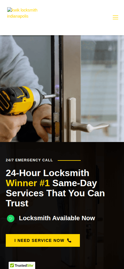 Kwik-Pick Locksmith website — mobile view