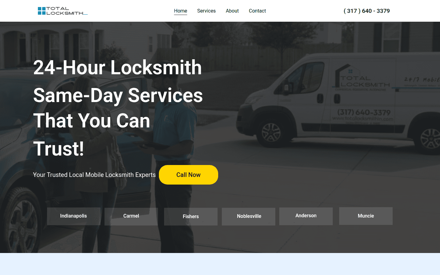 Total Locksmith website — desktop view